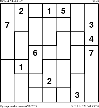The grouppuzzles.com Difficult Sudoku-7 puzzle for Tuesday June 10, 2025