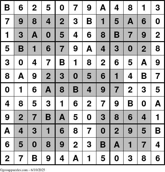 The grouppuzzles.com Answer grid for the HyperSudoku-12 puzzle for Tuesday June 10, 2025