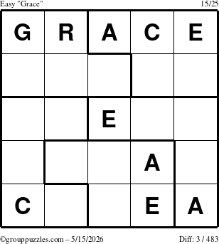The grouppuzzles.com Easy Grace puzzle for Friday May 15, 2026