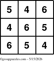 The grouppuzzles.com Answer grid for the TicTac-456 puzzle for Friday May 15, 2026