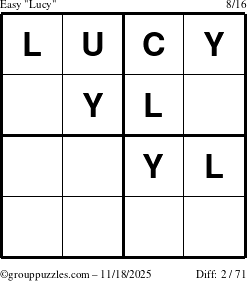 The grouppuzzles.com Easy Lucy puzzle for Tuesday November 18, 2025