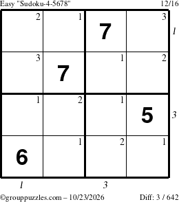 The grouppuzzles.com Easy Sudoku-4-5678 puzzle for Friday October 23, 2026 with all 3 steps marked