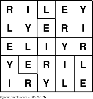 The grouppuzzles.com Answer grid for the Riley puzzle for Friday October 23, 2026