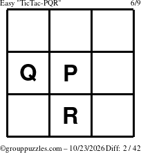 The grouppuzzles.com Easy TicTac-PQR puzzle for Friday October 23, 2026