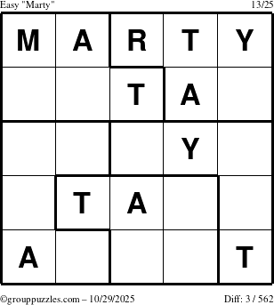 The grouppuzzles.com Easy Marty puzzle for Wednesday October 29, 2025