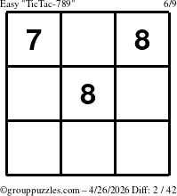 The grouppuzzles.com Easy TicTac-789 puzzle for Sunday April 26, 2026