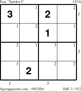 The grouppuzzles.com Easy Sudoku-4 puzzle for Tuesday September 8, 2026 with all 3 steps marked