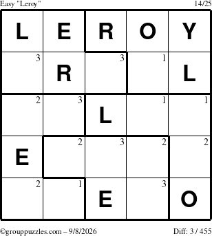 The grouppuzzles.com Easy Leroy puzzle for Tuesday September 8, 2026 with the first 3 steps marked