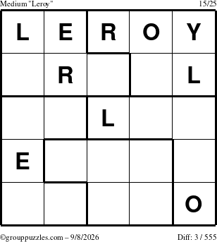 The grouppuzzles.com Medium Leroy puzzle for Tuesday September 8, 2026