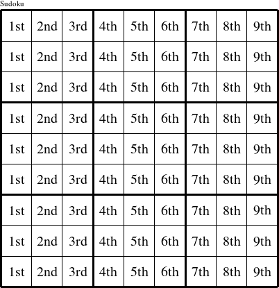 Each column is a group numbered as shown in this Sudoku figure.