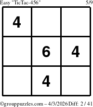The grouppuzzles.com Easy TicTac-456 puzzle for Friday April 3, 2026