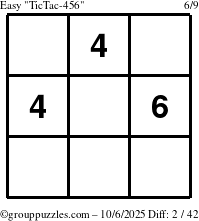 The grouppuzzles.com Easy TicTac-456 puzzle for Monday October 6, 2025