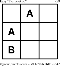 The grouppuzzles.com Easy TicTac-ABC puzzle for Wednesday March 11, 2026