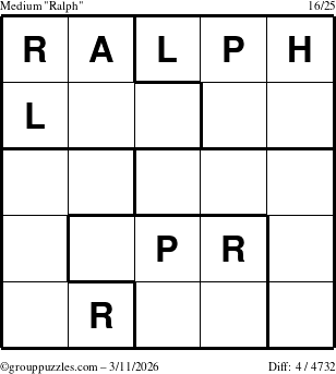 The grouppuzzles.com Medium Ralph puzzle for Wednesday March 11, 2026