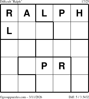 The grouppuzzles.com Difficult Ralph puzzle for Wednesday March 11, 2026