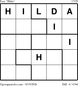 The grouppuzzles.com Easy Hilda puzzle for Wednesday August 19, 2026