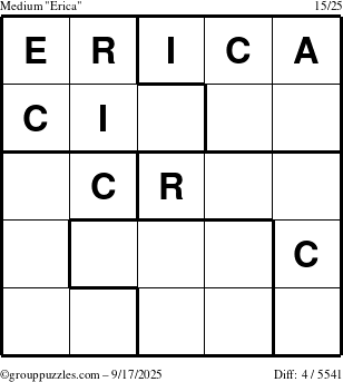 The grouppuzzles.com Medium Erica puzzle for Wednesday September 17, 2025