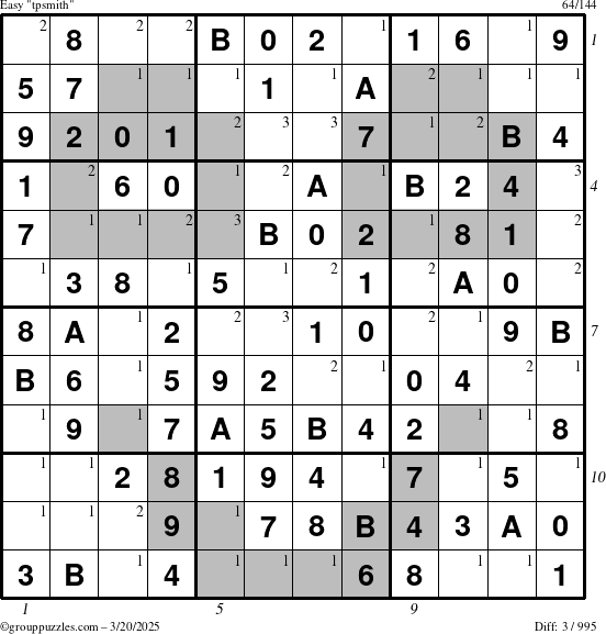 The grouppuzzles.com Easy tpsmith puzzle for Thursday March 20, 2025 with all 3 steps marked