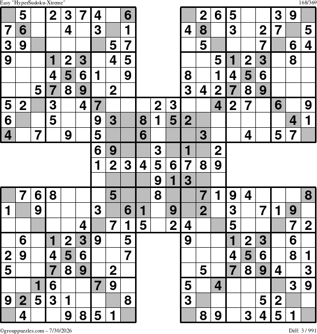 The grouppuzzles.com Easy cover-HyperXtreme puzzle for Thursday July 30, 2026