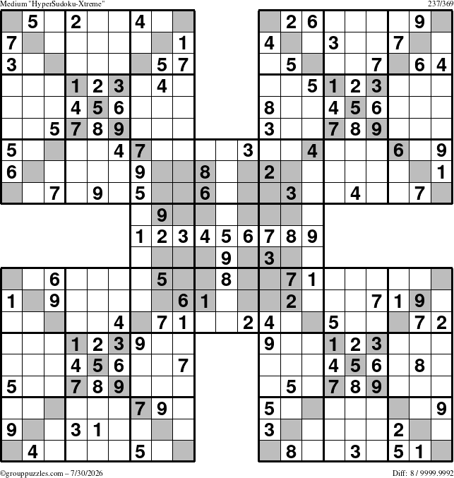 The grouppuzzles.com Medium cover-HyperXtreme puzzle for Thursday July 30, 2026