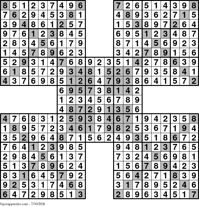The grouppuzzles.com Answer grid for the cover-HyperXtreme puzzle for Thursday July 30, 2026