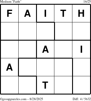 The grouppuzzles.com Medium Faith puzzle for Thursday August 28, 2025