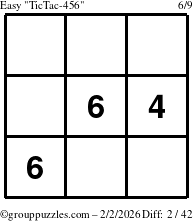 The grouppuzzles.com Easy TicTac-456 puzzle for Monday February 2, 2026