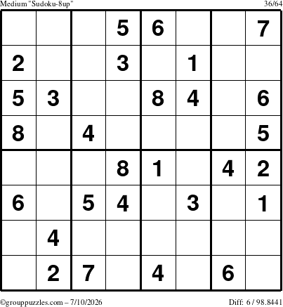 The grouppuzzles.com Medium Sudoku-8up puzzle for Friday July 10, 2026