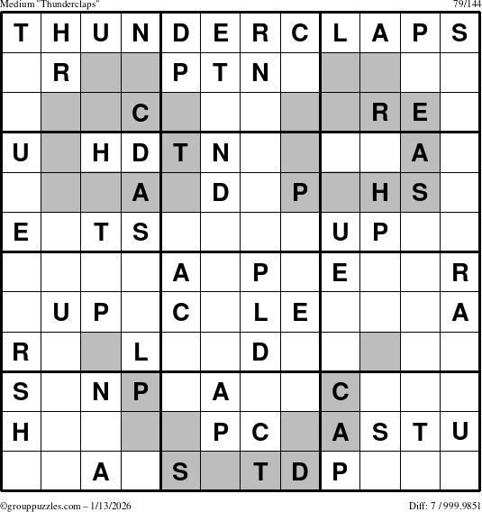The grouppuzzles.com Medium Thunderclaps puzzle for Tuesday January 13, 2026