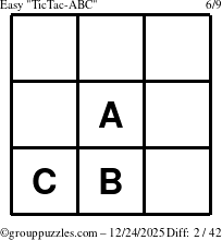 The grouppuzzles.com Easy TicTac-ABC puzzle for Wednesday December 24, 2025