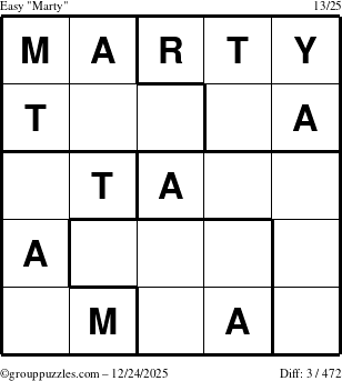 The grouppuzzles.com Easy Marty puzzle for Wednesday December 24, 2025