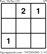 The grouppuzzles.com Easy TicTac-123 puzzle for Saturday May 9, 2026