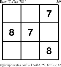 The grouppuzzles.com Easy TicTac-789 puzzle for Thursday December 4, 2025