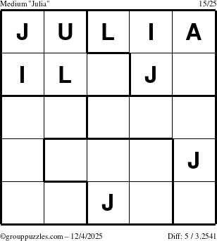 The grouppuzzles.com Medium Julia puzzle for Thursday December 4, 2025
