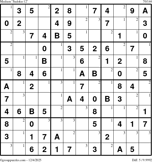 The grouppuzzles.com Medium Sudoku-12 puzzle for Thursday December 4, 2025 with the first 3 steps marked
