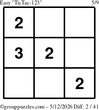 The grouppuzzles.com Easy TicTac-123 puzzle for Tuesday May 12, 2026