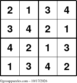 The grouppuzzles.com Answer grid for the Sudoku-4 puzzle for Saturday October 17, 2026