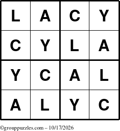 The grouppuzzles.com Answer grid for the Lacy puzzle for Saturday October 17, 2026