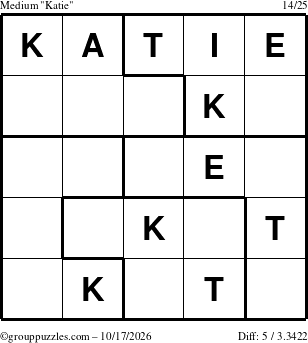 The grouppuzzles.com Medium Katie puzzle for Saturday October 17, 2026