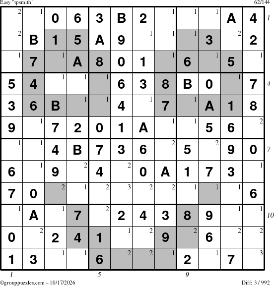 The grouppuzzles.com Easy tpsmith puzzle for Saturday October 17, 2026, suitable for printing, with all 3 steps marked
