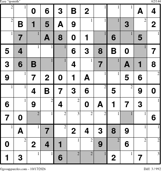 The grouppuzzles.com Easy tpsmith puzzle for Saturday October 17, 2026 with the first 3 steps marked
