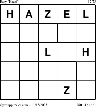 The grouppuzzles.com Easy Hazel puzzle for Saturday November 15, 2025