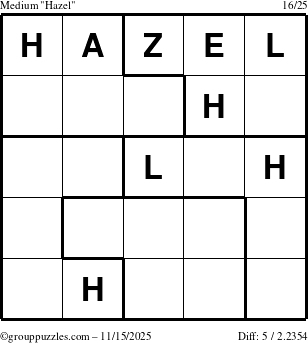 The grouppuzzles.com Medium Hazel puzzle for Saturday November 15, 2025
