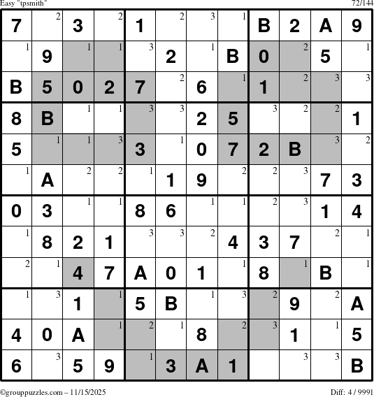 The grouppuzzles.com Easy tpsmith puzzle for Saturday November 15, 2025 with the first 3 steps marked