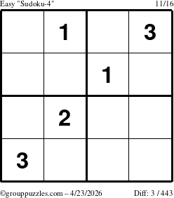 The grouppuzzles.com Easy Sudoku-4 puzzle for Thursday April 23, 2026