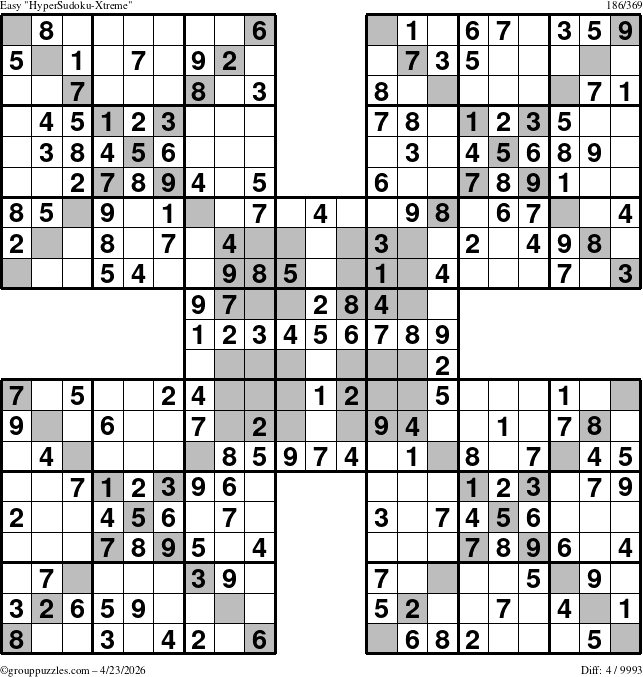 The grouppuzzles.com Easy cover-HyperXtreme puzzle for Thursday April 23, 2026