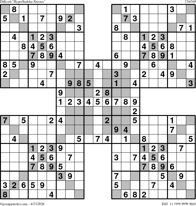 The grouppuzzles.com Difficult cover-HyperXtreme puzzle for Thursday April 23, 2026