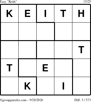 The grouppuzzles.com Easy Keith puzzle for Monday September 28, 2026