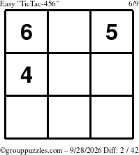 The grouppuzzles.com Easy TicTac-456 puzzle for Monday September 28, 2026