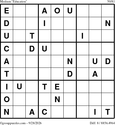 The grouppuzzles.com Medium Education-c1 puzzle for Monday September 28, 2026